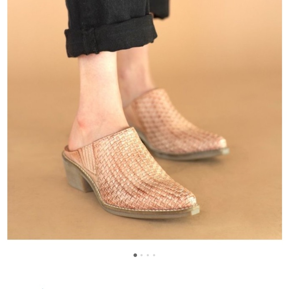 Roan Woven Mules with Perforated Design